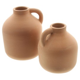Decorative Vase "Clay Jug", Set of 2, Terracotta in Beautiful Natural Tone, Not Suitable for Filling with Water