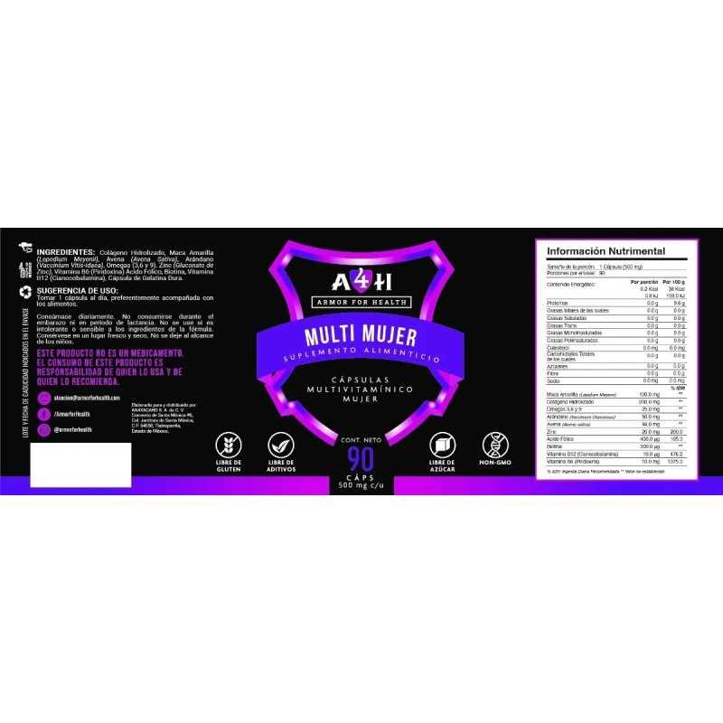 Envio Multi For Women Vitaminas 90 Cáps A4h Colageno Biotina