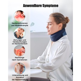 BLABOK Neck Support for Neck Pain - Adjustable Soft Foam Cervical Neck Brace to Relieve the Cervical Spine - Neck Support for Sleep & Everyday Life, Men and Women (Dark Blue, L)