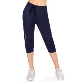 ALWAYS Women's Capri Jogger Pants - High Waisted Soft Zipper Casual Sweat Pants Navy 3XL
