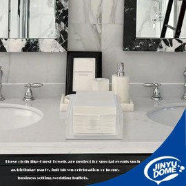 JINYUDOME Airlaid Napkin 20 x 40 cm, Absorbent and Tear-Resistant, Table Decoration for Weddings and Events, White, Pack of 100