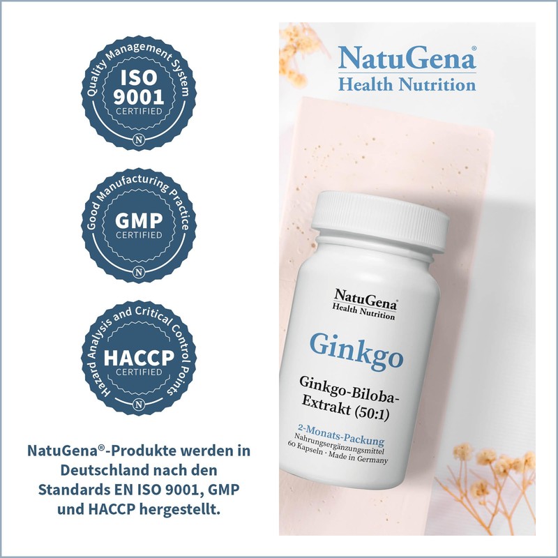 NatuGena Ginkgo, Ginkgo Biloba Capsules (50:1), Helps Support and Strengthen
