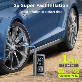 Syncwire Tyre Inflator Portable Air Compressor - 150PSI Faster Inflation Air Pump Electric Smart Pump Tyre Inflator for Car, Motorcycle, Bike & Balls, with Tyre Valve Caps, Extra-large LCD, Auto-off