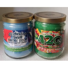 Smoke Odor Exterminator 13 oz Jar Candles Assortment Two Fragrances Bundle Clothesline Fresh / 420.