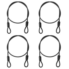 PATIKIL Security Cable 2ft x 1/8in (3mm), 4 Pack Blade Stainless Steel Coated Safety Wire Rope with Double Loop for Travel Luggage Bicycle Lock Cable Black