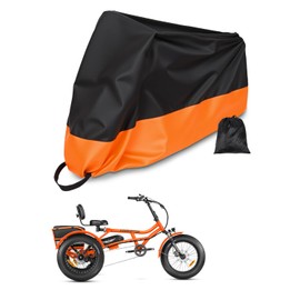 ADDMOTOR Adult Tricycle Cover Electric Trike Covers, Bike Covers waterproof Storage Outdoor for 2 bikes, 210D Heavy Duty Dust Wind Proof Bicycle Cover (orange)