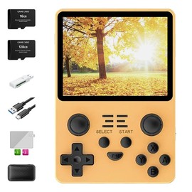 Powkiddy RGB20S Handheld Game Console【Buy 1 Get 1 Fancy Case+1 Type-C Charging Cable+2 Tiger-pattern Stickers】4:3 HD 640*480 IPS-LCD Quad-core 64Bit A7 CPU Mali-G31 GPU FPS Perfect 60HZ Ready to Play Gifts Package - Colour: White-16G+128G