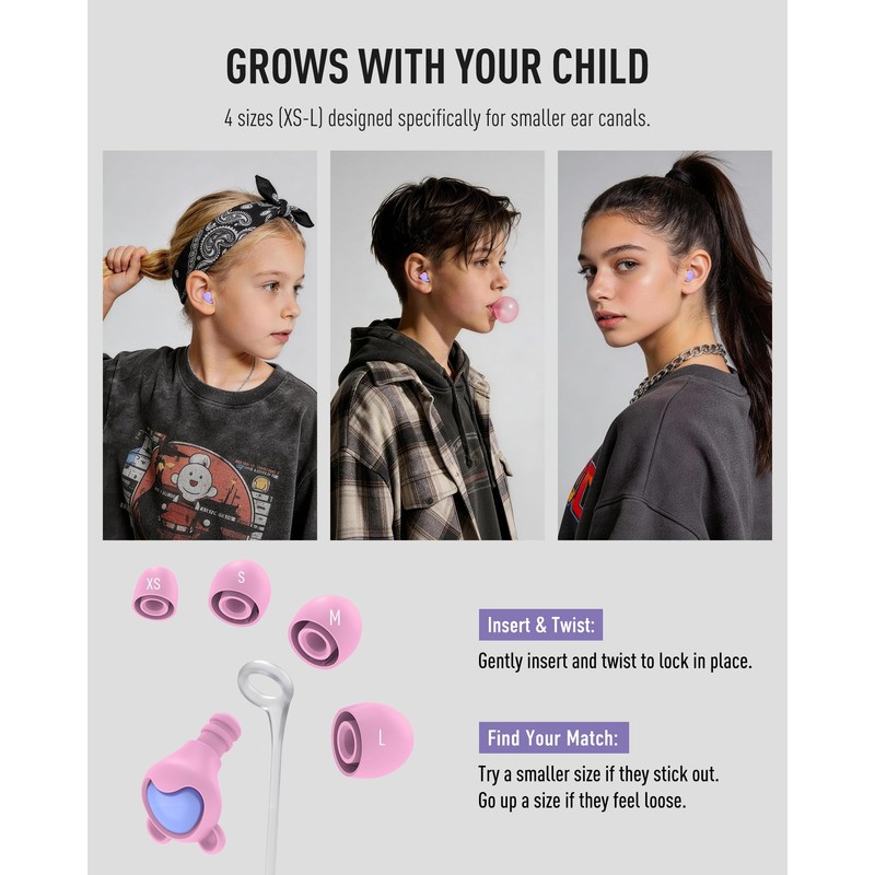 Kids Earplugs for Ages 6+, Noise Reduction Children Ear Protection