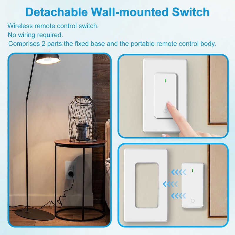 GreenCyle 4 Plug-in Light Switches with 1 Remote, Wireless Remote