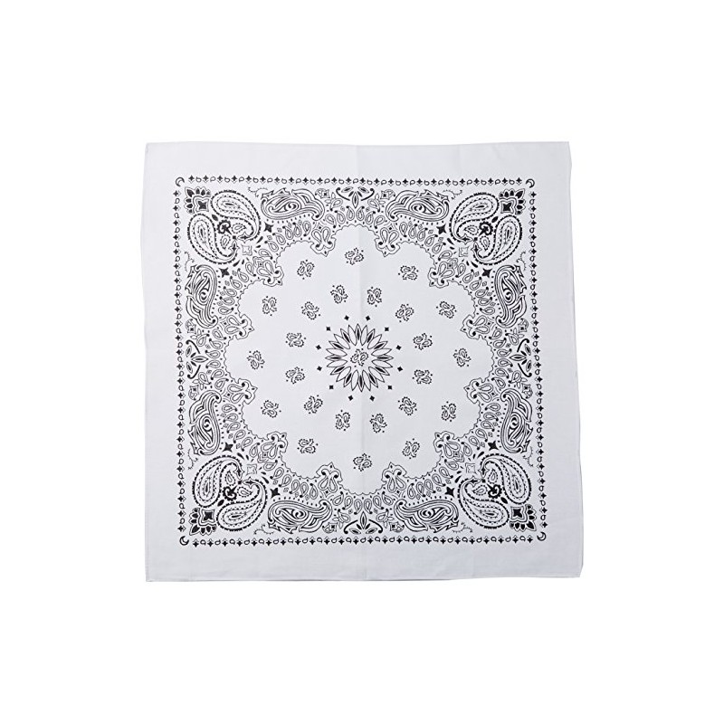 Fox Outdoor 83-02 22" X 22" Bandanna - White/Black Paisley