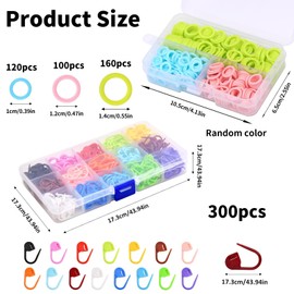 SHYSBV 680-Pack Stitch Marker Knitting Stitch Ring Knitting Markers Set | 380 Locking Markers + 300 Ring Markers | 3 Sizes Smooth Crochet Assorted Counters Needle