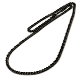 e-Jeweler Titanium Curb Necklace, Black IP Plating, Hypoallergenic to Metals, Titanium Chain