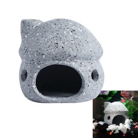 Aquarium Mushroom House Decorations, Small Ceramic Pleco Caves Betta Tank Accessories, Cute Mushroom Shape Fish Tank Decorations, Grey
