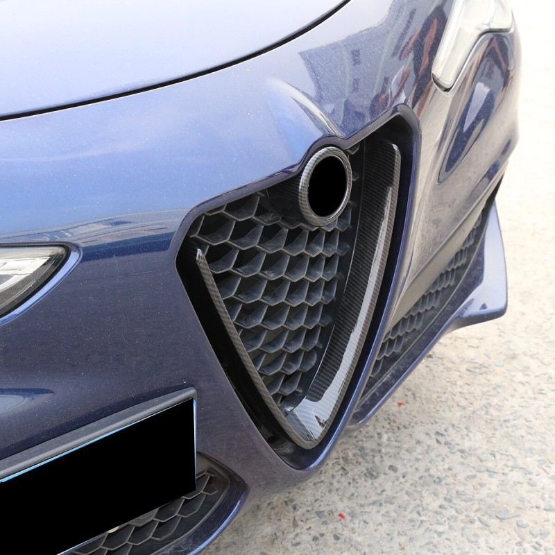 carpart2021 Carbon Fiber ABS Front V Shape Grille Trim Fit