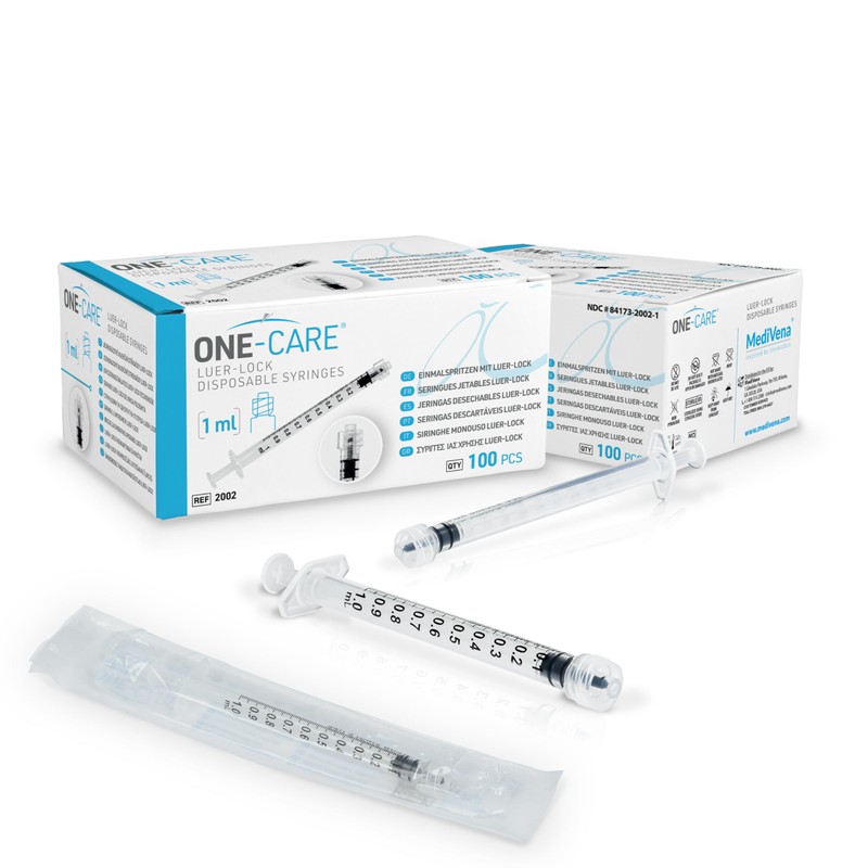 ONE-CARE 1ml Luer Lock Syringe, Sterile, Low Dead Space, 100/bx