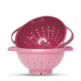 Crisp 2 Pack Mini Colander Berry Baskets - Plastic, Durable Kitchenware, Dishwasher Safe - Made in the USA - Pink