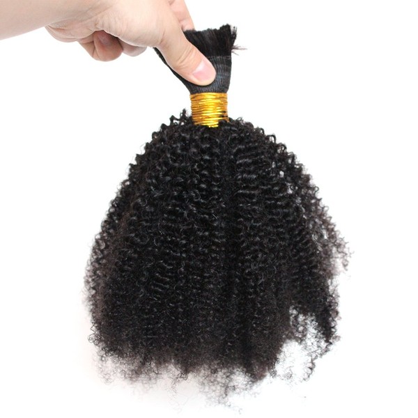 ZigZag Hair Afro Kinky Curly Hair Bulk No Attachment Brazilian Virgin Human Braiding Hair Bulk 4B 4C Virgin Hair Bulk For Braiding 1 Bundle 100% Unprocessed Virgin Human Hair Bulk (12inch, 4B 4C)