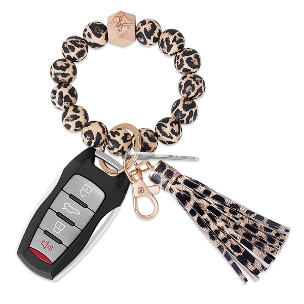 YDEROD Keychain Bracelet Wristlet Key Ring Silicone Beaded Bangle Cute