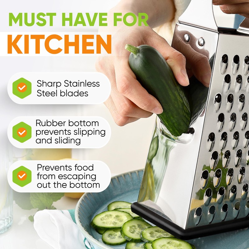 Spring Chef Professional Large Parmesan Cheese Grater, Stainless Steel Metal
