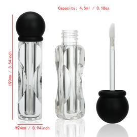 COSIDEA 18pcs Empty 4.5ml Black lip gloss tubes with wand ball shape cap wholesale lipgloss tube container bottles for refill lip oil