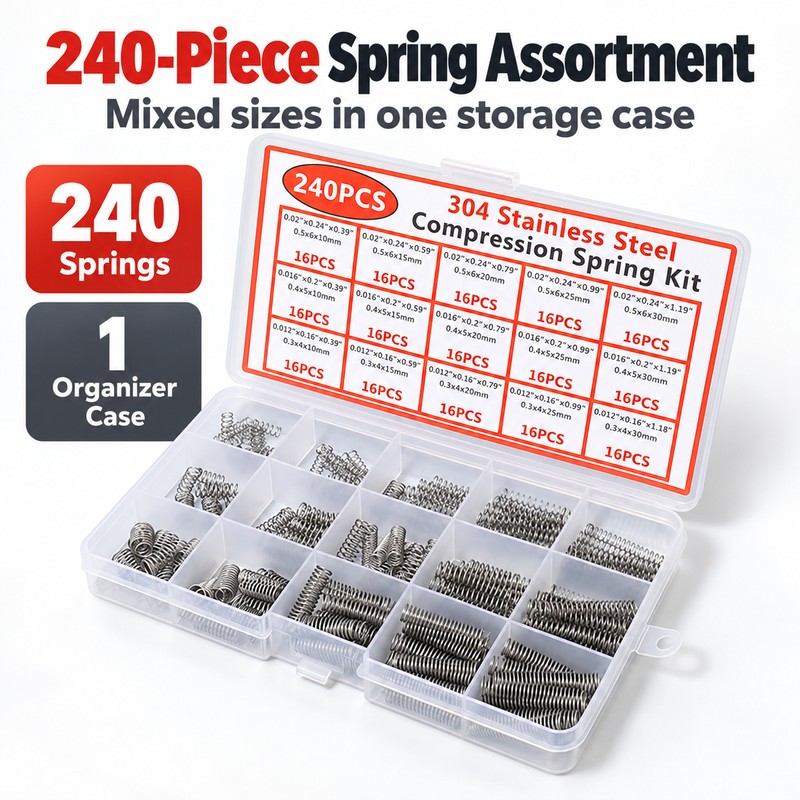 Stainless Steel Compression Spring Assortment for DIY Repairs – 30