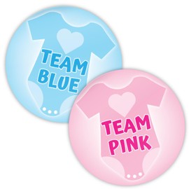 Stone Melon Gender Reveal Baby Shower Stickers 144 Team Blue Pink Baby Grow Stickers 30mm Round Boy Girl