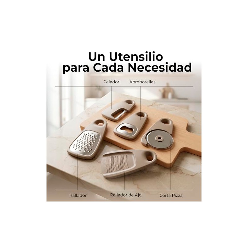 Juego de Utensilios de Cocina 5 en 1 para Casa,Camping,