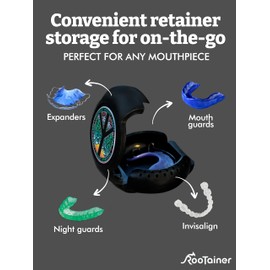 RooTainer – Premium Retainer Case with Clip – Cool Rugged Holder for Retainers, Mouth Guard or Invisalign – Kids & Adults – Safe & BPA Free with Vent Holes – Made in USA (Black, Hiker)