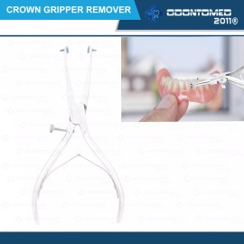 ODM 2 DENTAL CROWN GRIPPER REMOVER PLIERS 6" Angled W/ REPLACEABLE SILICONE TIPS