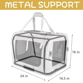 Extra Large Cat Carrier Soft Sided Folding Small Medium Dog Pet Carrier 24"x16.5"x16" Travel Collapsible Ventilated Comfortable Design Portable Vehicle (Yellow)