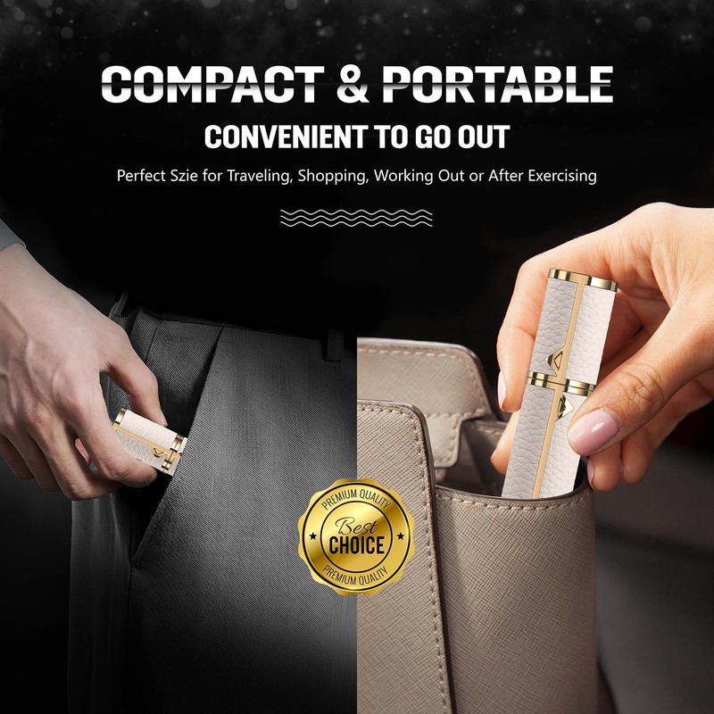3zorqinron Portable Mini Refillable Atomizer, Cowhide Material, 5ml Travel Perfume