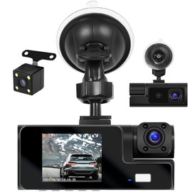 3 Channel Dash Cam Front and Rear Inside,2 Inch 1080P Dash Camera for Cars,Dash cam Three Way Triple Car Camera with Super Night Vision,Wide Angle,Loop Recording, G-Sensor,24 Hours Parking Monitor