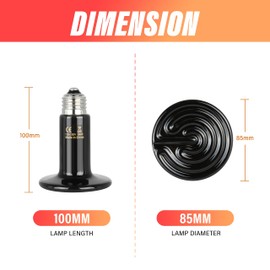 YSSOA 150W Ceramic Heat Emitter, Reptile Heat Bulbs, Ceramic Heat Lamp for Reptiles, Amphibian, Chicken, Dog, Cat, 1 Pack, Black