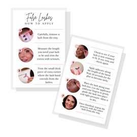 False Lashes How To Apply Card | 30 Pack | 4x6” inch Large Postcard | False Lashes Supplies | Lash Artist Supplies for Lash Kits | White Card With Icon Design