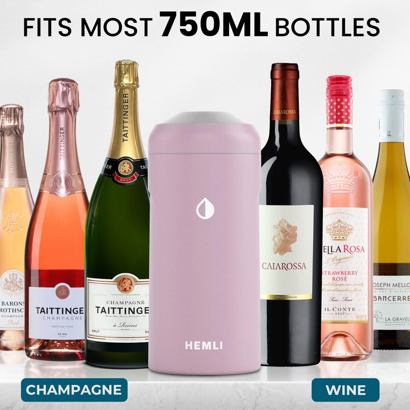 HEMLI Wine Bottle Chiller Insulator Sleeve, Keeps Wine and Champagne