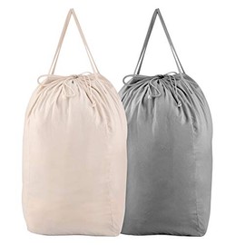 MCleanPin Washable Laundry Bags with Handles,Dirty Clothes Storage for College Dorm or Travel, Laundry Liner Fit Most Laundry Hamper or Basket,2 Pack (Beige & Grey)
