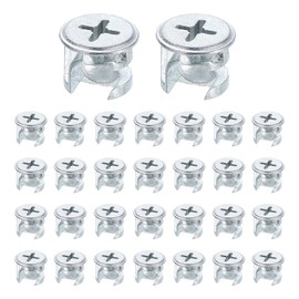 uxcell Furniture Cam Lock Fasteners 13.4 x 10mm, 30Pcs Cam Lock Nut Connectors Fittings, Joint Connector Locking Nuts for Cabinet, Drawer, Wardrobe, Panel Connecting, White