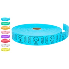 Tacticai 2000 Raffle Tickets, Smile, Blue (8 Color Selection), Single Roll, Ticket for Events, Entry, Class Reward, Fundraiser & Prizes