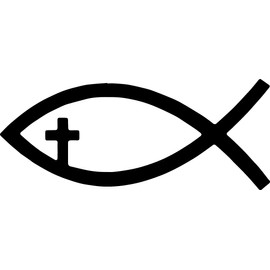 Transparent Decal Stickers of Religion Fish Christian Cross (Black) Premium Waterproof Vinyl Decal Stickers for Laptop Phone Accessory Helmet Car Window Mug Tuber Cup Door Wall Decora ANDauto036040BL