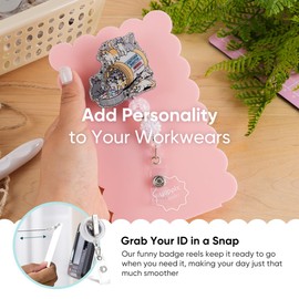 YOPPIX Cat Badge Reel Funny Nurse Cats Mom Lovers, Funny Sparkly Glitter Retractable Badge Reel for Nurses RN EN Doctor Paramedic Teachers Medical Office Womens