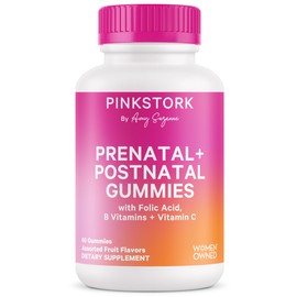 Pink Stork Prenatal + Postnatal Gummy Vitamins for Women - Multivitamin for Pregnancy + Postpartum Recovery - 60 Gummies