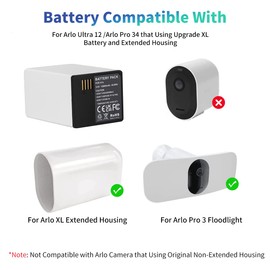Upgraded 2-Pack XL Extended Batteries and Charger Compatible with Arlo Pro 3/4 XL Arlo Go 2 VMA5410 and for Arlo Ultra, Ultra 2, Pro 3 and Pro 4 5S 2K That Using XL Extended Battery and Housing