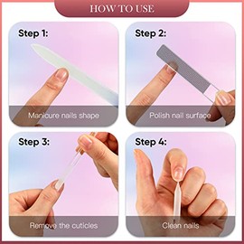 5 Pcs Glass Nail File Set Callus Remover Foot Rasp Manicure Tool Include 2 Crystal Glass Nail and 1 Foot File 1 Cuticle Pusher One Nano Shiner Buffer 