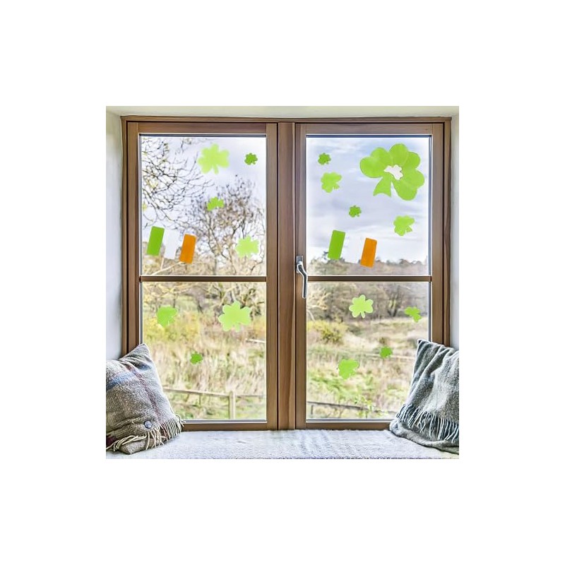St Patrick's Day Gel Window Stickers 22 Piece - Happy
