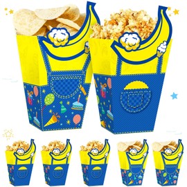 Terasilian Cartoon Yellow Popcorn Boxes 16pcs Yellow Snack Treat Boxes for Kids Birthday Party Decorations