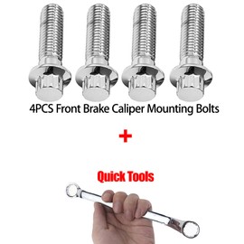KZMPMT M10x1.5 Metric Front Brake Caliper Mounting Bolts Kit for 1990-2024 Harley All Models,Sportster Softail Touring Dyna（4Pcs + Quick Tools）