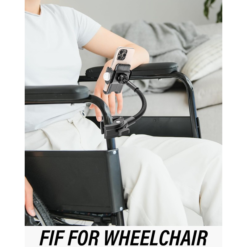Charchendo Wheelchair & Stroller Phone Holder with Flexible Gooseneck Arm,