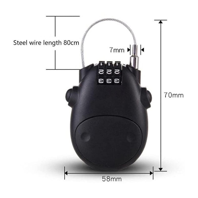 Helmet Lock Cable Bike Password Lock Telescopic Wire Rope -