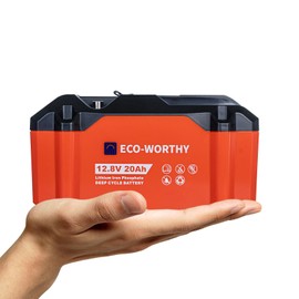 ECO-WORTHY Portable 12V Lithium Battery, 12.8V 20Ah Lithium Iron Phosphate DEEP CYCLE BATTERY, Built-in BMS, 4000+ Cycles, Perfect for Outdoor Camping Fishing RV Marine Trolling Motor Fishfinder