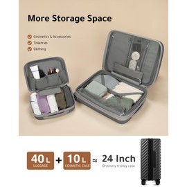 LUGGEX Carry on Luggage, Lightweight Suitcase 2 Piece with Spinner Wheels (Grey, 14/20)